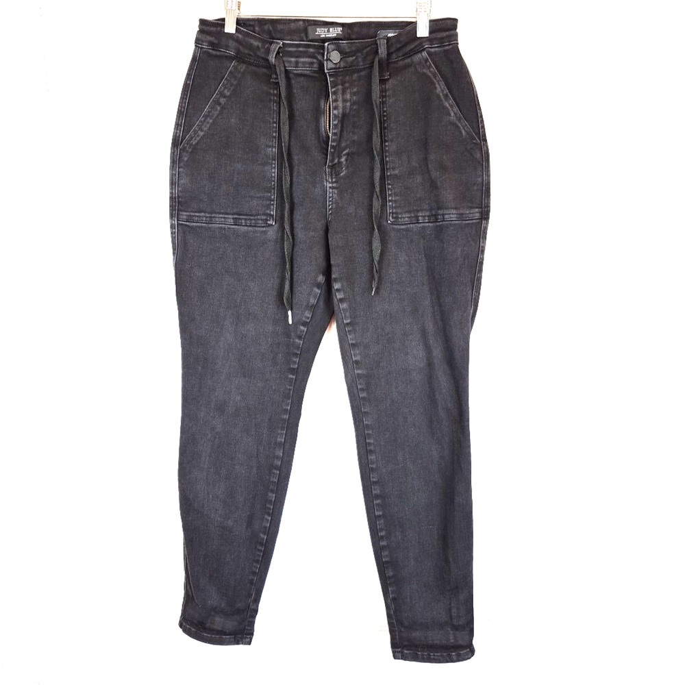 Judy Blue Jeans Womens 11/30 Black Jogger High Waist Drawstring Stretch JB88700